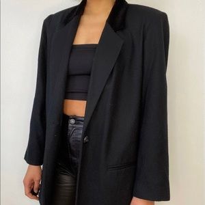 Vintage 90s Velvet Collar Black Blazer